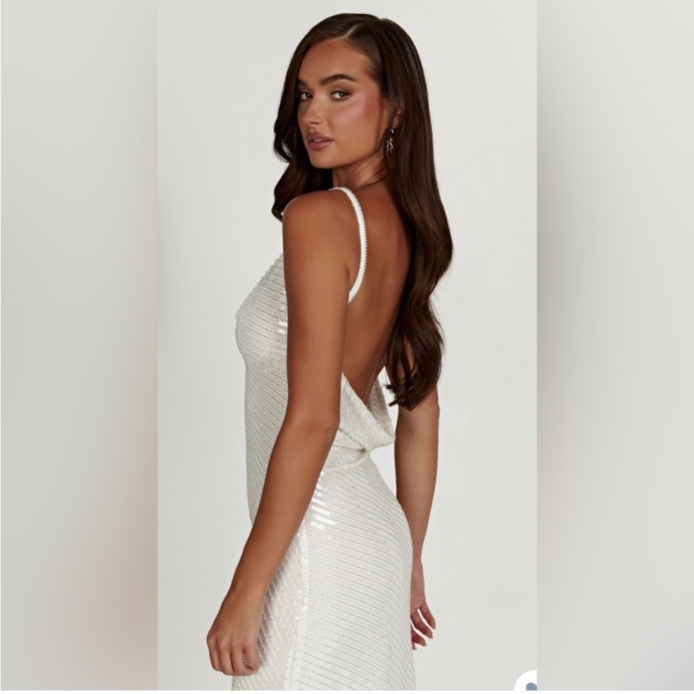 Meshki ‘Marise’ Gown - Bridal White Backless Sequin Dress